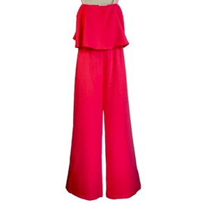 TALULAH Bubble Gum Pink Blouson Spaghetti‎ Strap Wide Leg Jumpsuit